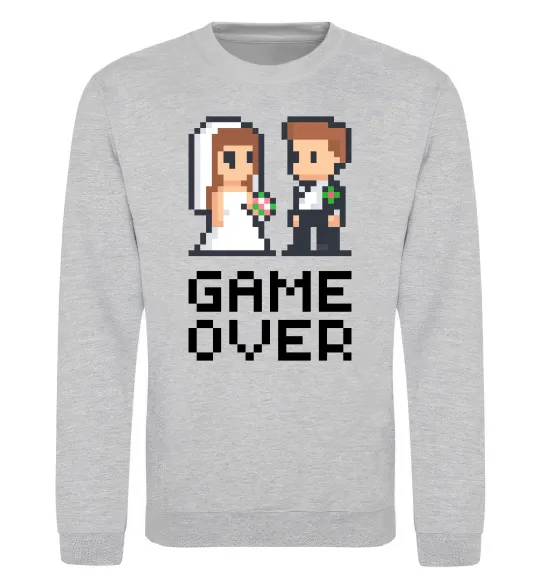 Свитшот Wedding pixel game over Серый меланж фото