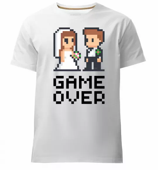 Мужская премиум футболка Wedding pixel game over Белый фото