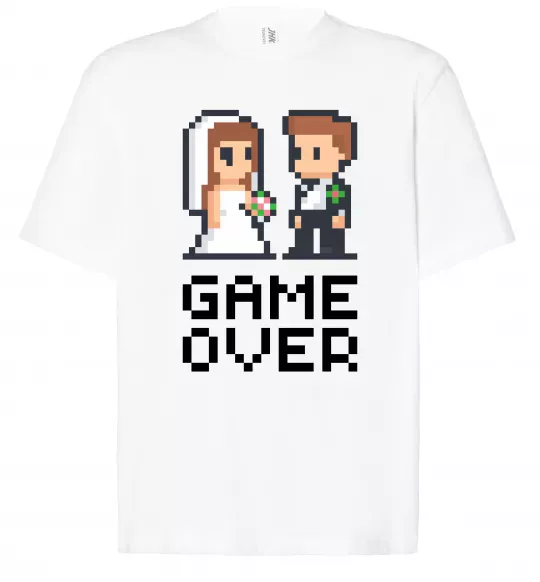 Футболка Оверсайз Wedding pixel game over Белый фото