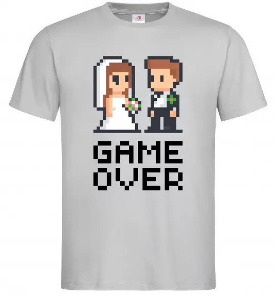 Чоловіча футболка Wedding pixel game over Сірий фото