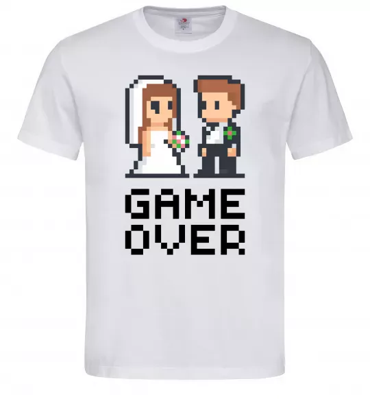 Чоловіча футболка Wedding pixel game over Білий фото