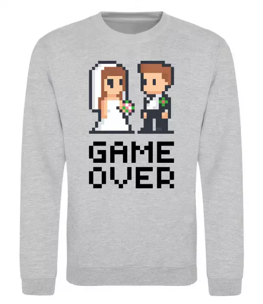 Свитшот Wedding pixel game over Серый меланж фото