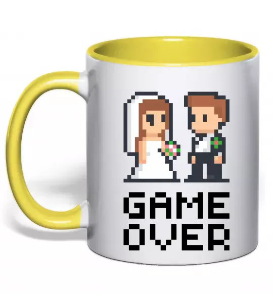 Чашка с цветной ручкой Wedding pixel game over Солнечно желтый фото