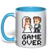 Чашка с цветной ручкой Wedding pixel game over Голубой фото