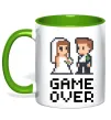 Чашка с цветной ручкой Wedding pixel game over Зеленый фото