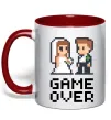 Чашка с цветной ручкой Wedding pixel game over Красный фото