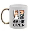 Чашка с цветной ручкой Wedding pixel game over Золото фото