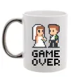 Чашка с цветной ручкой Wedding pixel game over Серебро фото