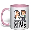 Чашка с цветной ручкой Wedding pixel game over Нежно розовый фото
