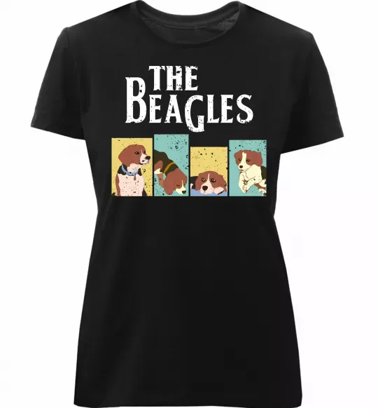 Жіноча преміум футболка The Beagles Чорний фото