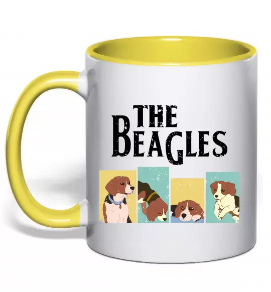 Чашка с цветной ручкой The Beagles Солнечно желтый фото