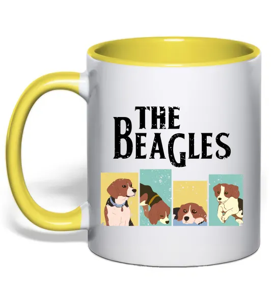 Чашка с цветной ручкой The Beagles Лимонный фото