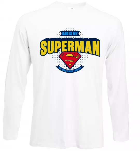 Лонгслив Dad is my Superman Белый фото