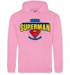 Мужская толстовка (худи) Dad is my Superman Розовый фото