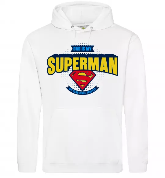 Мужская толстовка (худи) Dad is my Superman Белый фото