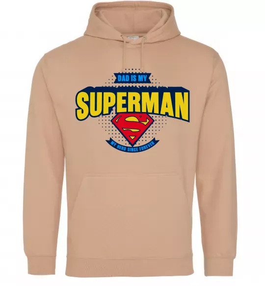 Мужская толстовка (худи) Dad is my Superman Песочный фото