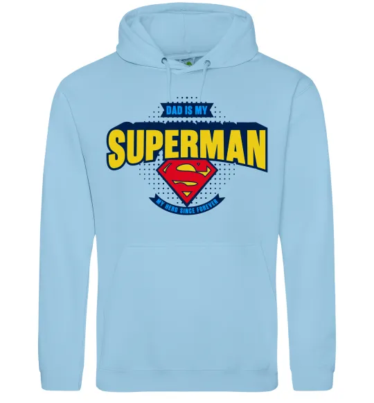 Мужская толстовка (худи) Dad is my Superman Голубой фото