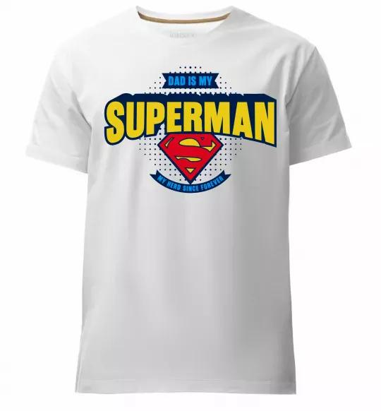 Мужская премиум футболка Dad is my Superman Белый фото