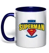 Чашка з кольоровою ручкою Dad is my Superman Глибокий темно-синій фото