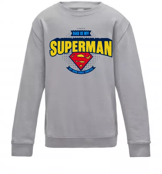 Детский Свитшот Dad is my Superman Серый меланж фото