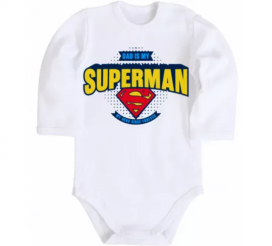 Детский боди Dad is my Superman Белый фото
