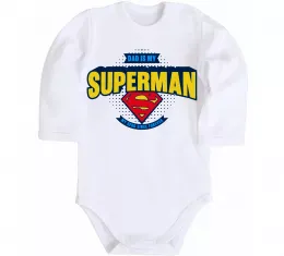 Детский боди Dad is my Superman Белый фото