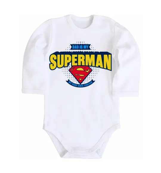 Детский боди Dad is my Superman Белый фото