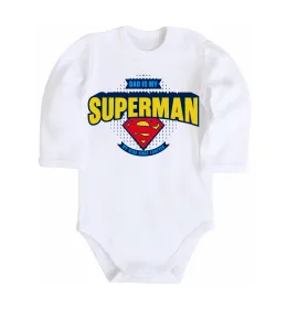 Детский боди Dad is my Superman Белый фото
