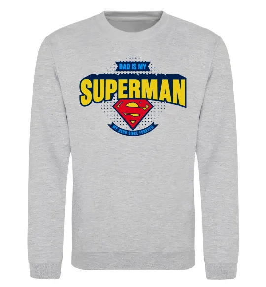Свитшот Dad is my Superman Серый меланж фото