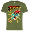 Мужская футболка Superman lightning Оливковый фото