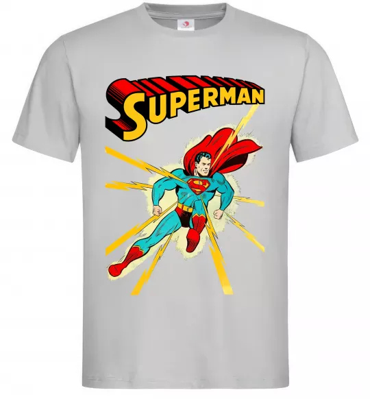 Мужская футболка Superman lightning Серый фото