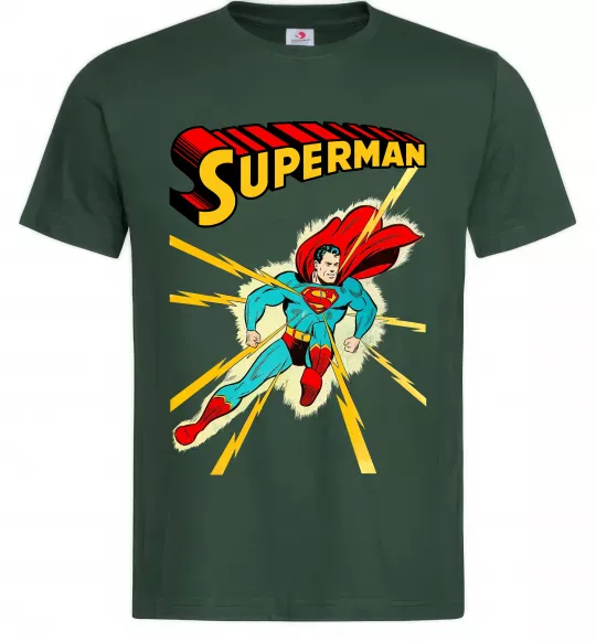 Мужская футболка Superman lightning Темно-зеленый фото
