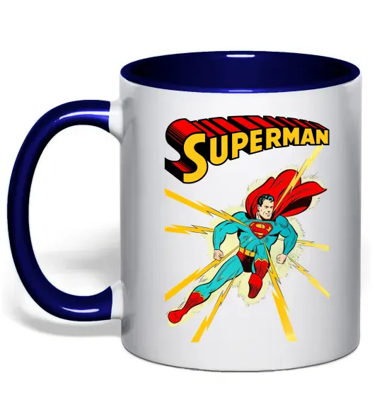 Чашка с цветной ручкой Superman lightning Глубокий темно-синий фото