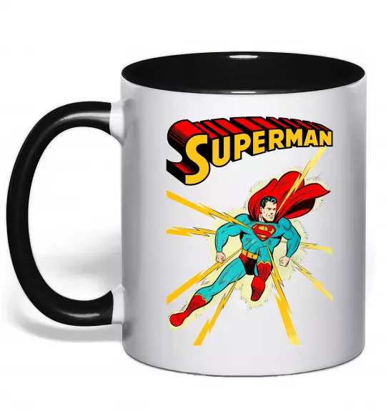 Чашка с цветной ручкой Superman lightning Черный фото