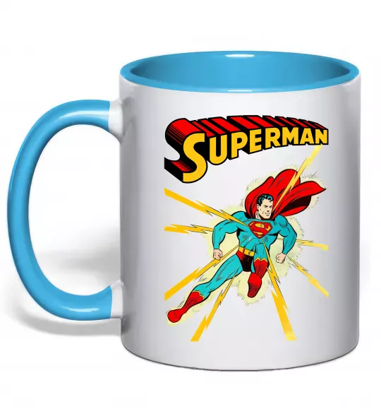 Чашка с цветной ручкой Superman lightning Голубой фото
