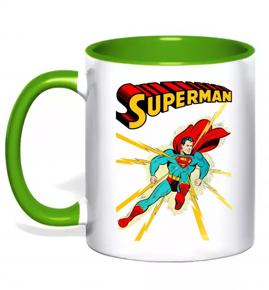 Чашка с цветной ручкой Superman lightning Зеленый фото