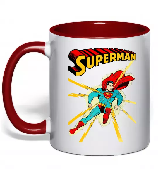 Чашка с цветной ручкой Superman lightning Красный фото