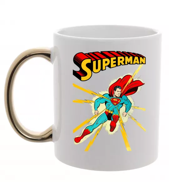 Чашка с цветной ручкой Superman lightning Золото фото