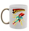 Чашка с цветной ручкой Superman lightning Золото фото