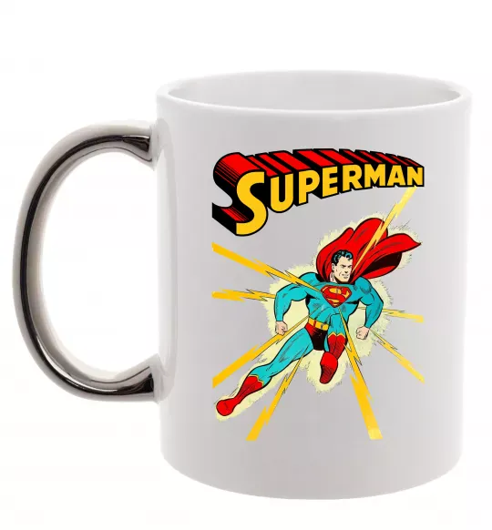 Чашка с цветной ручкой Superman lightning Серебро фото