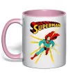 Чашка с цветной ручкой Superman lightning Нежно розовый фото