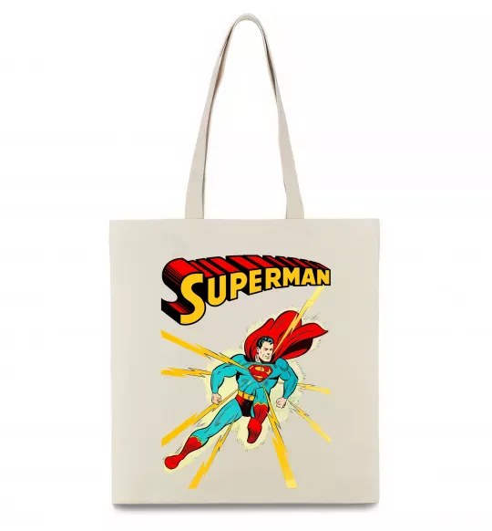 Еко-сумка Superman lightning Бежевий фото