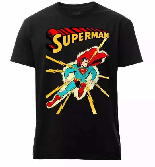 Мужская премиум футболка Superman lightning Черный фото