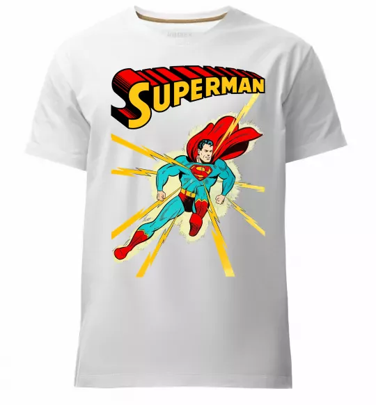 Мужская премиум футболка Superman lightning Белый фото