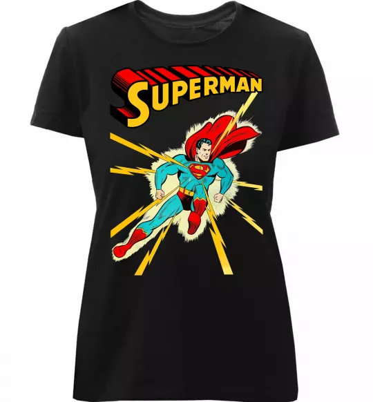 Жіноча преміум футболка Superman lightning Чорний фото