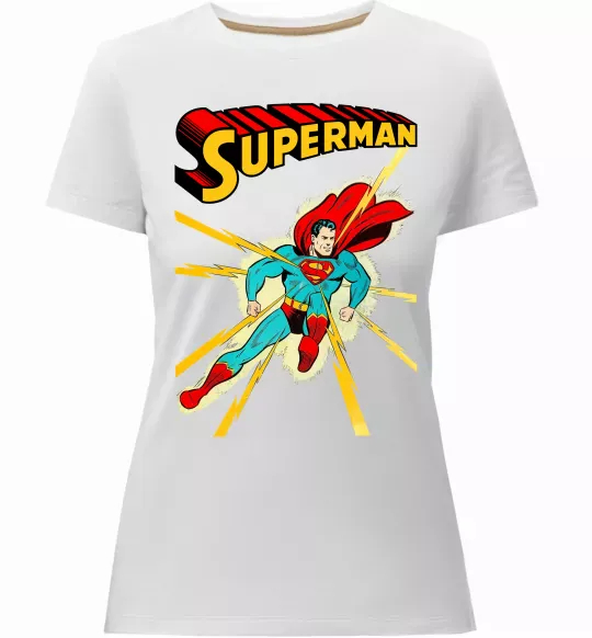 Жіноча преміум футболка Superman lightning Білий фото