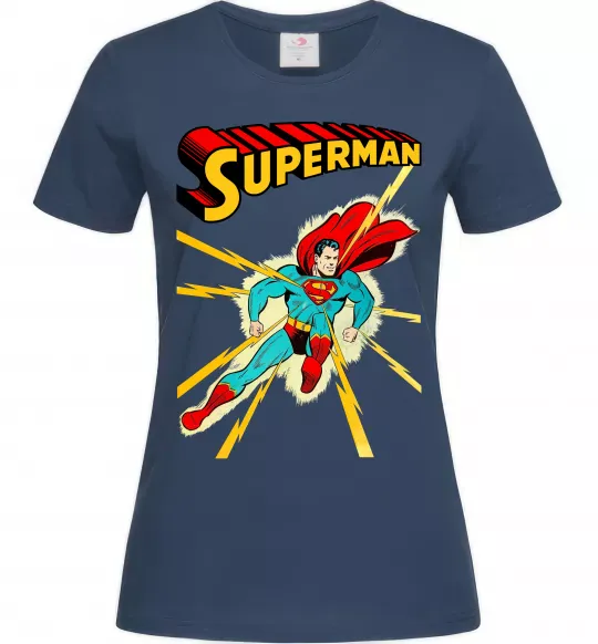 Женская футболка Superman lightning Темно-синий фото
