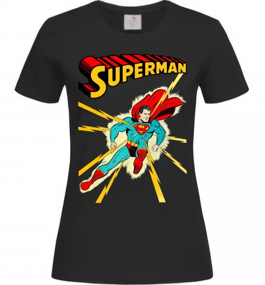Женская футболка Superman lightning Черный фото