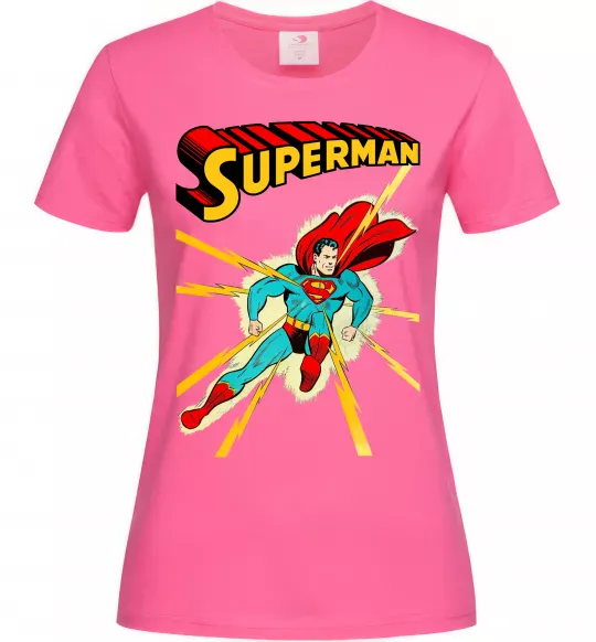 Женская футболка Superman lightning Ярко-розовый фото