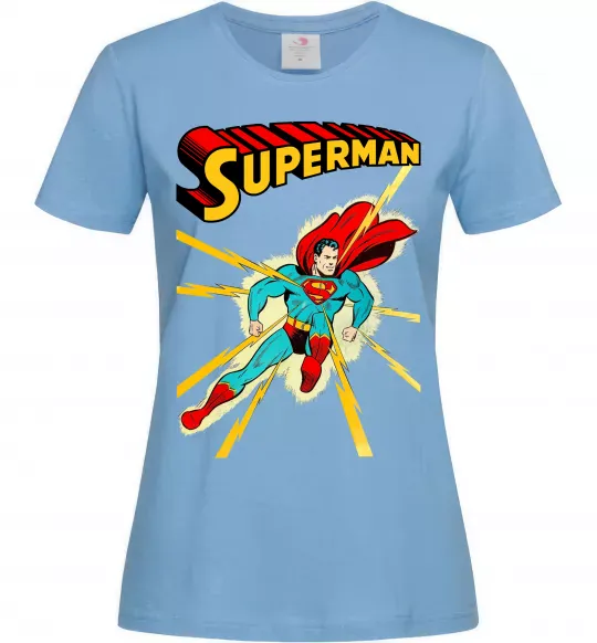 Женская футболка Superman lightning Голубой фото